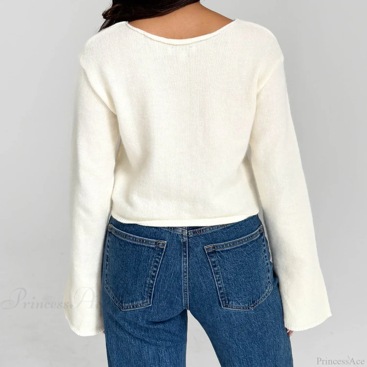 Y2K Star Print Lightweight Crewneck Cropped Knit Pullover Top - Image 3