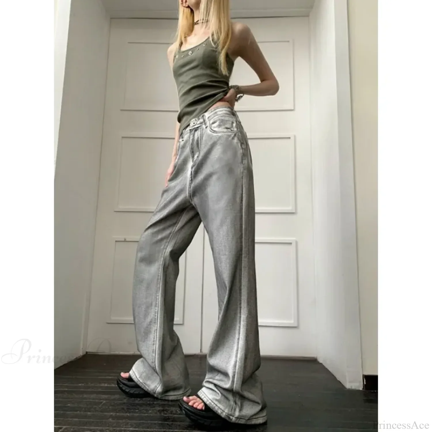 Y2K Vintage Loose Wide Leg Denim Pants - Image 4