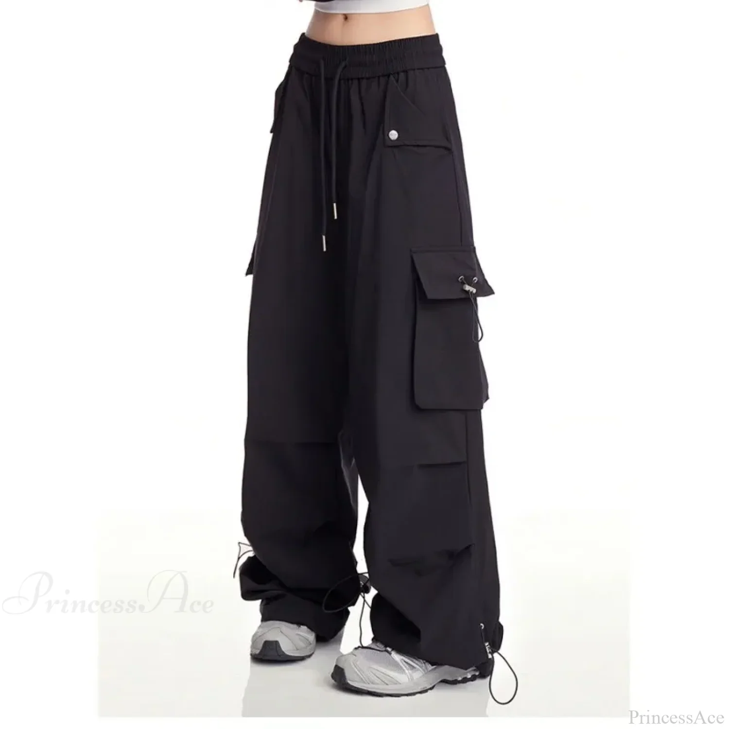 Y2K White Cargo Baggy Pants - Image 4