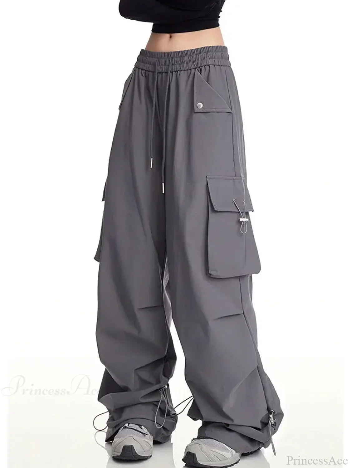 Y2K White Cargo Baggy Pants - Image 9