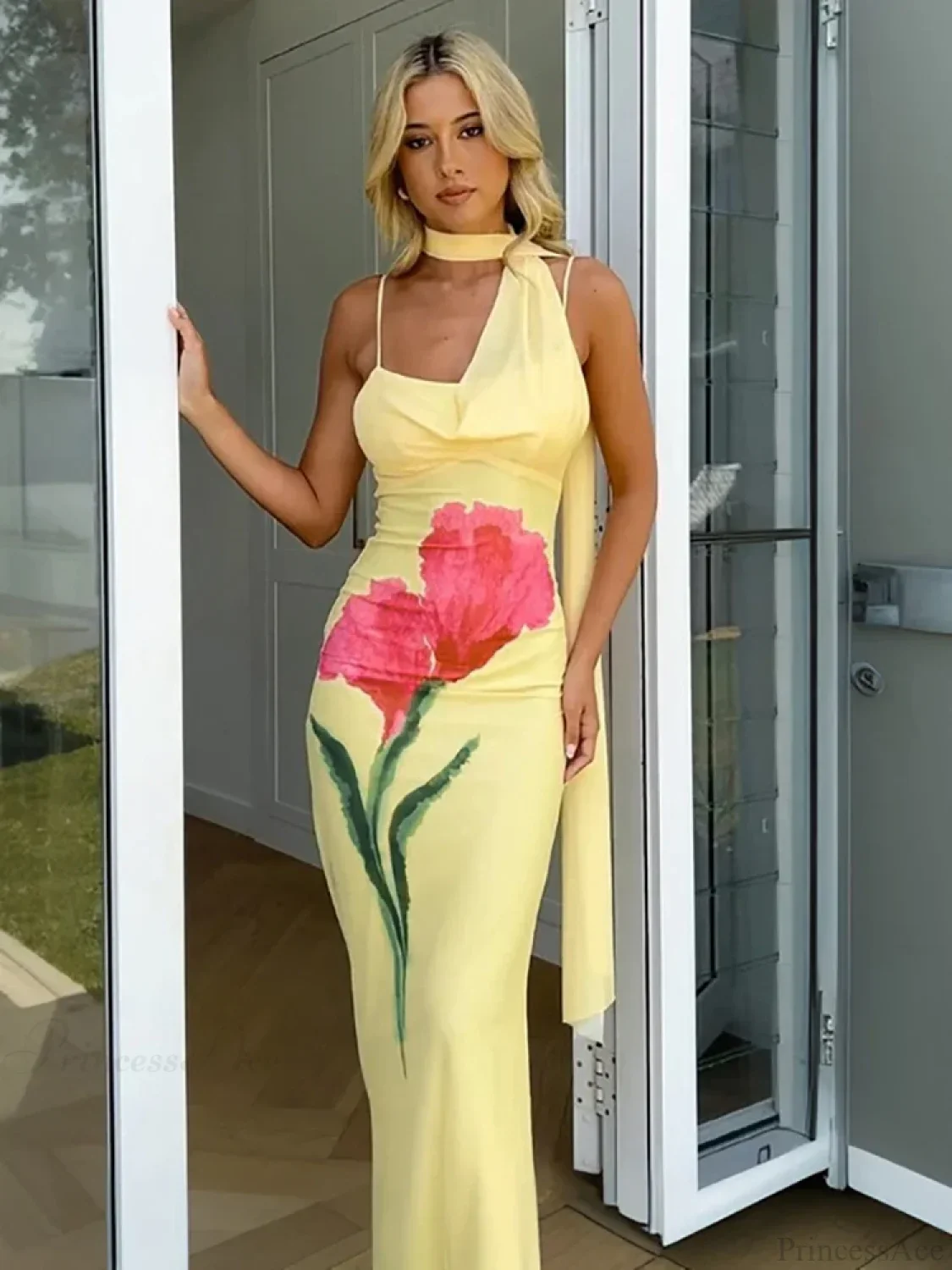 Yellow Backless Vacation Dress - Image 4