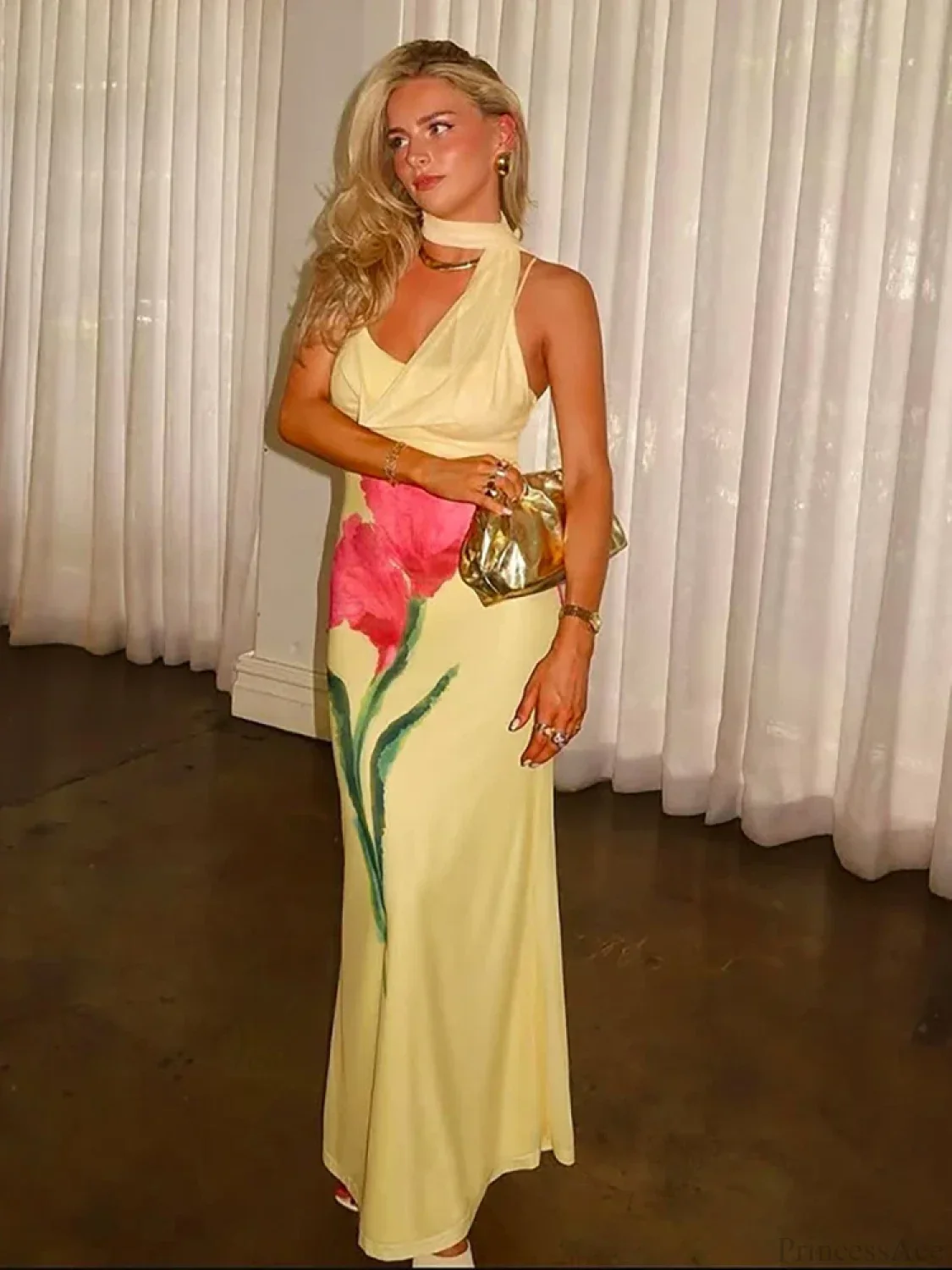 Yellow Backless Vacation Dress - Image 5