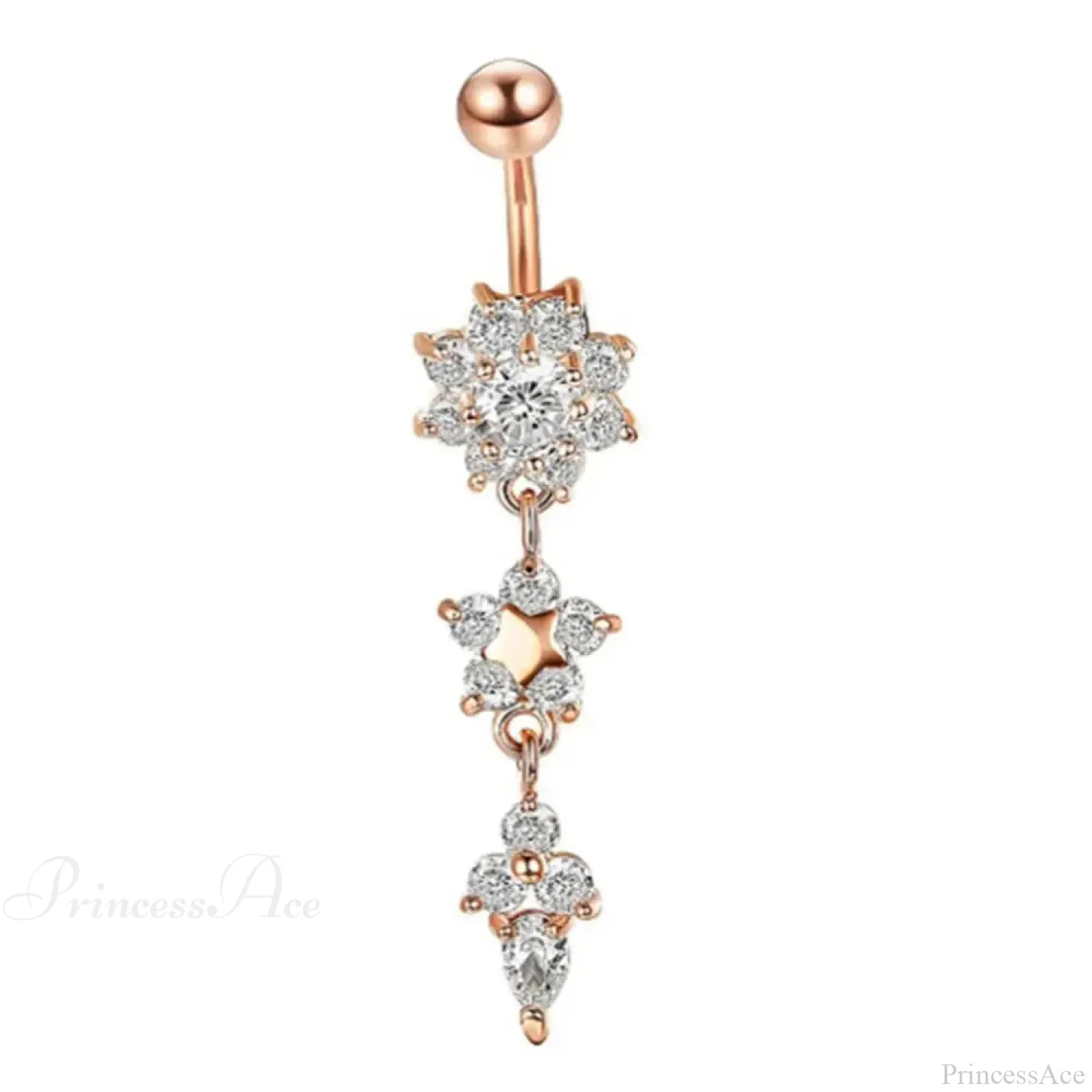 Yellow CZ Butterfly Heart Gothic Belly Ring - Image 2