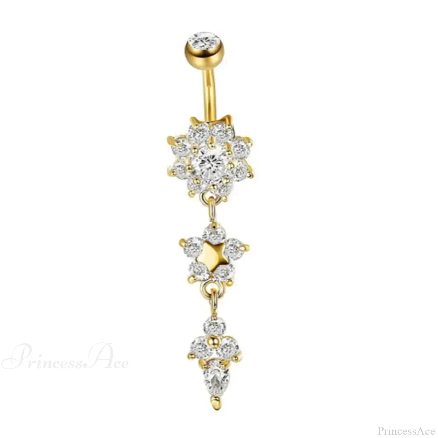 Yellow CZ Butterfly Heart Gothic Belly Ring - Image 3