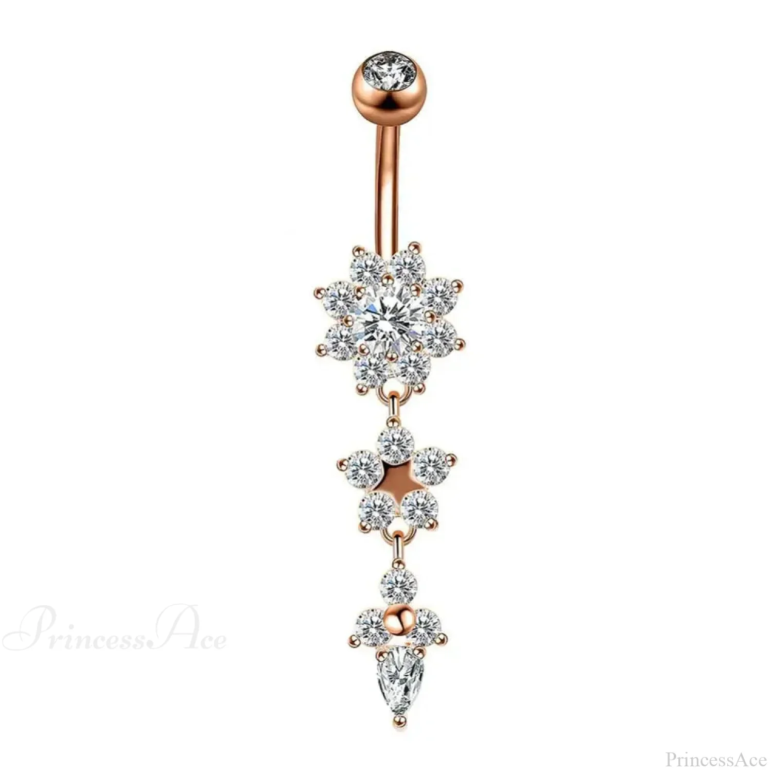 Yellow CZ Butterfly Heart Gothic Belly Ring - Image 4