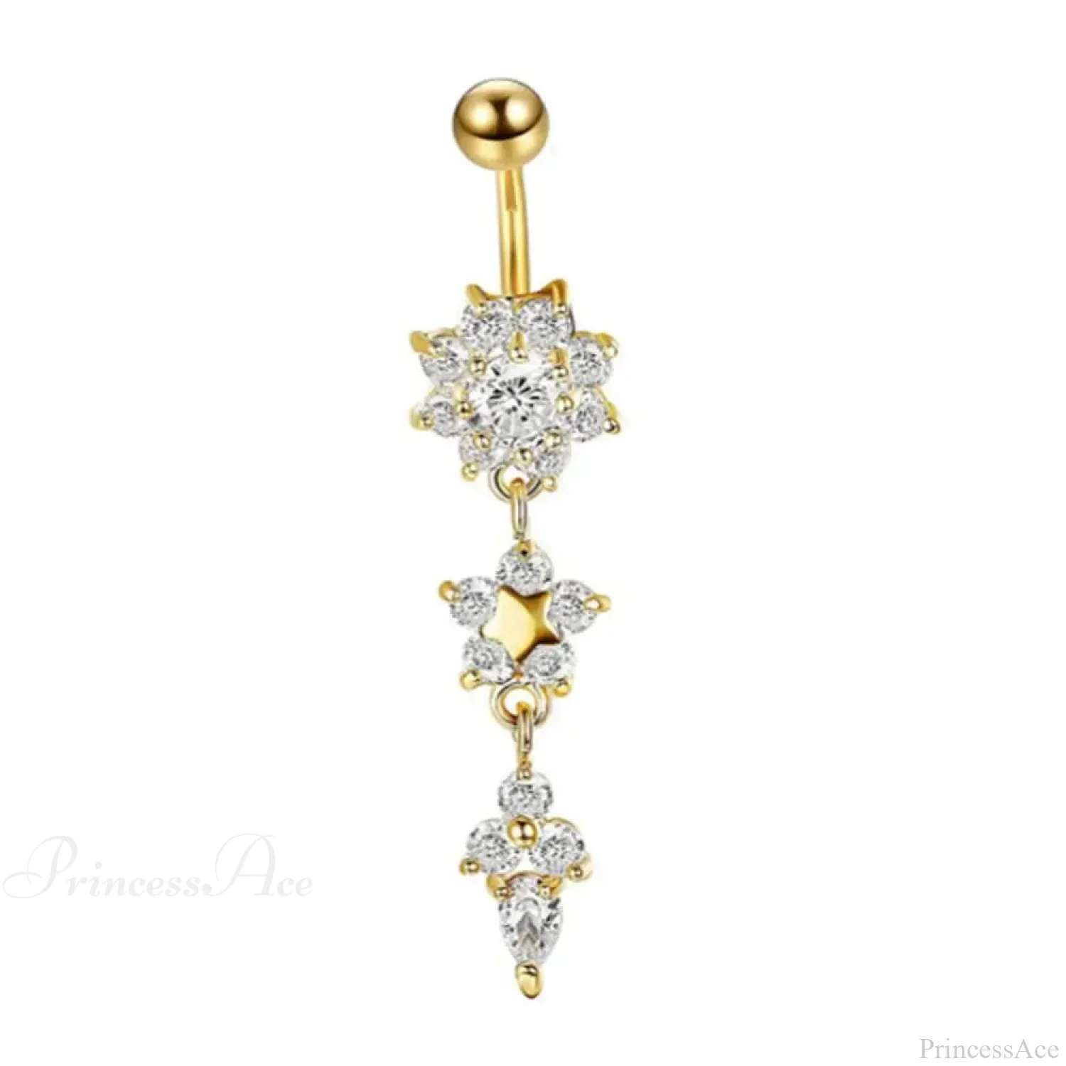 Yellow CZ Butterfly Heart Gothic Belly Ring - Image 5