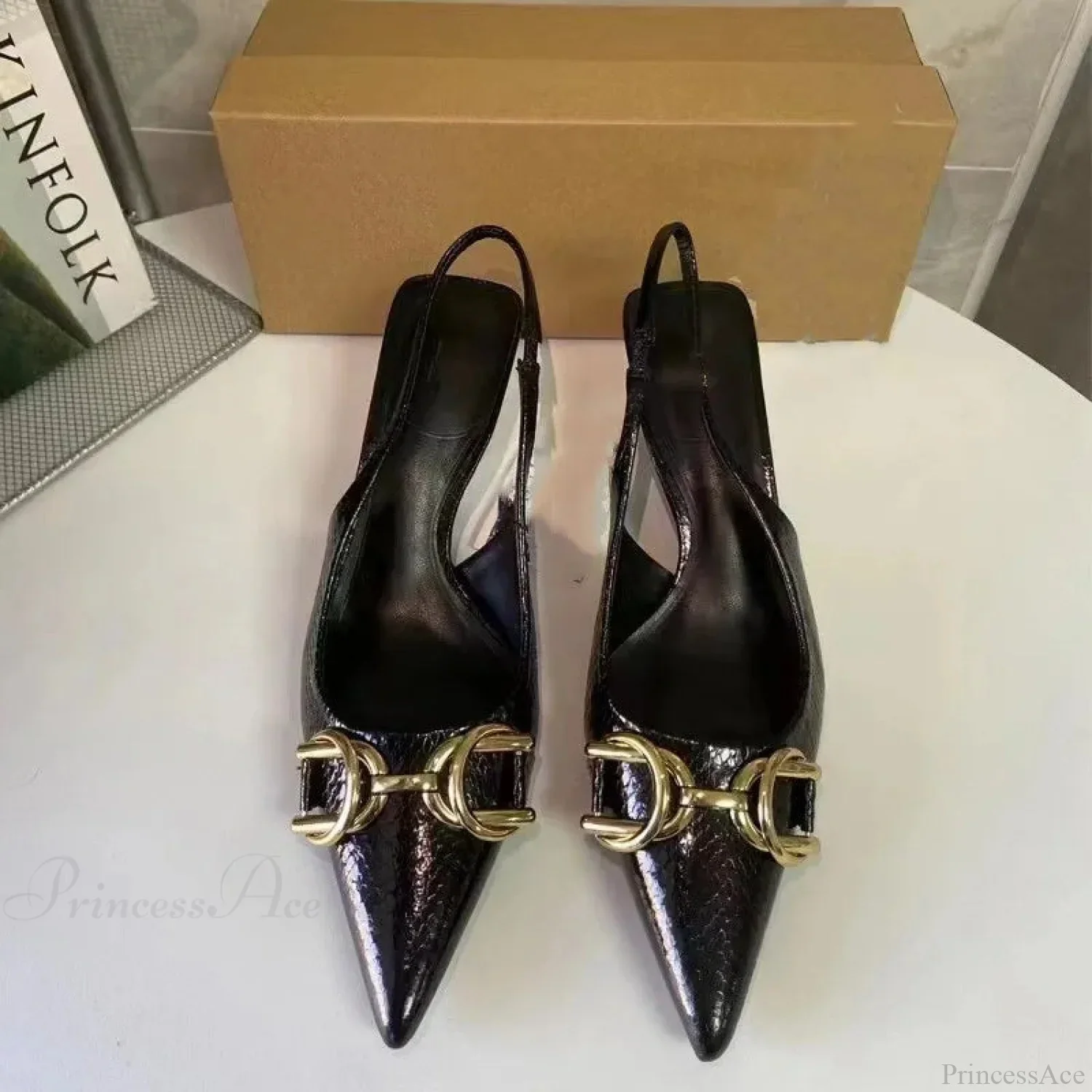 Yellow Ornamental Medieval Pointed Stiletto Slingback - Image 2