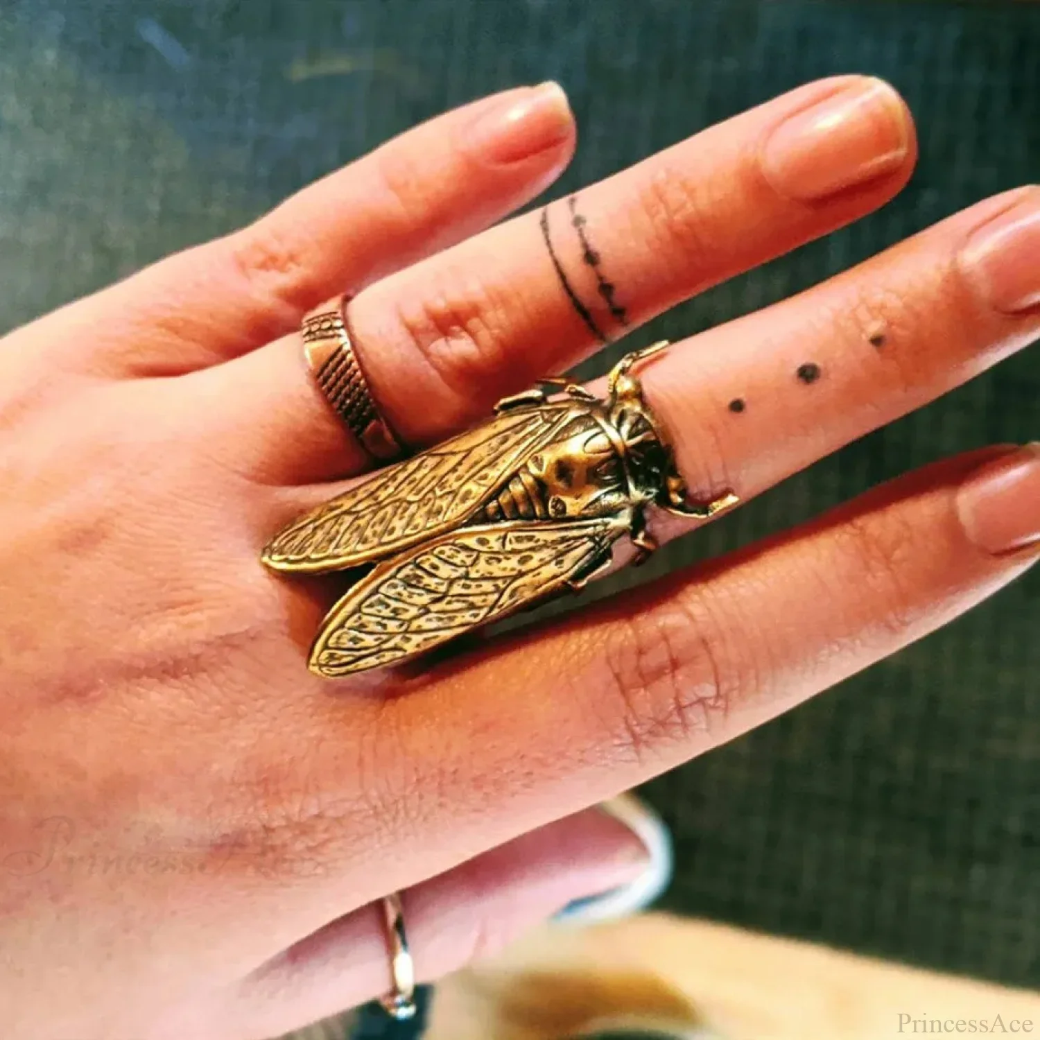 Yellowish Medieval Cicada Ring - Image 2