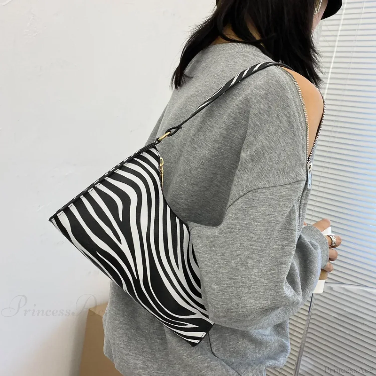 Zebra Print PU Leather Underarm Shoulder Bag - Image 3