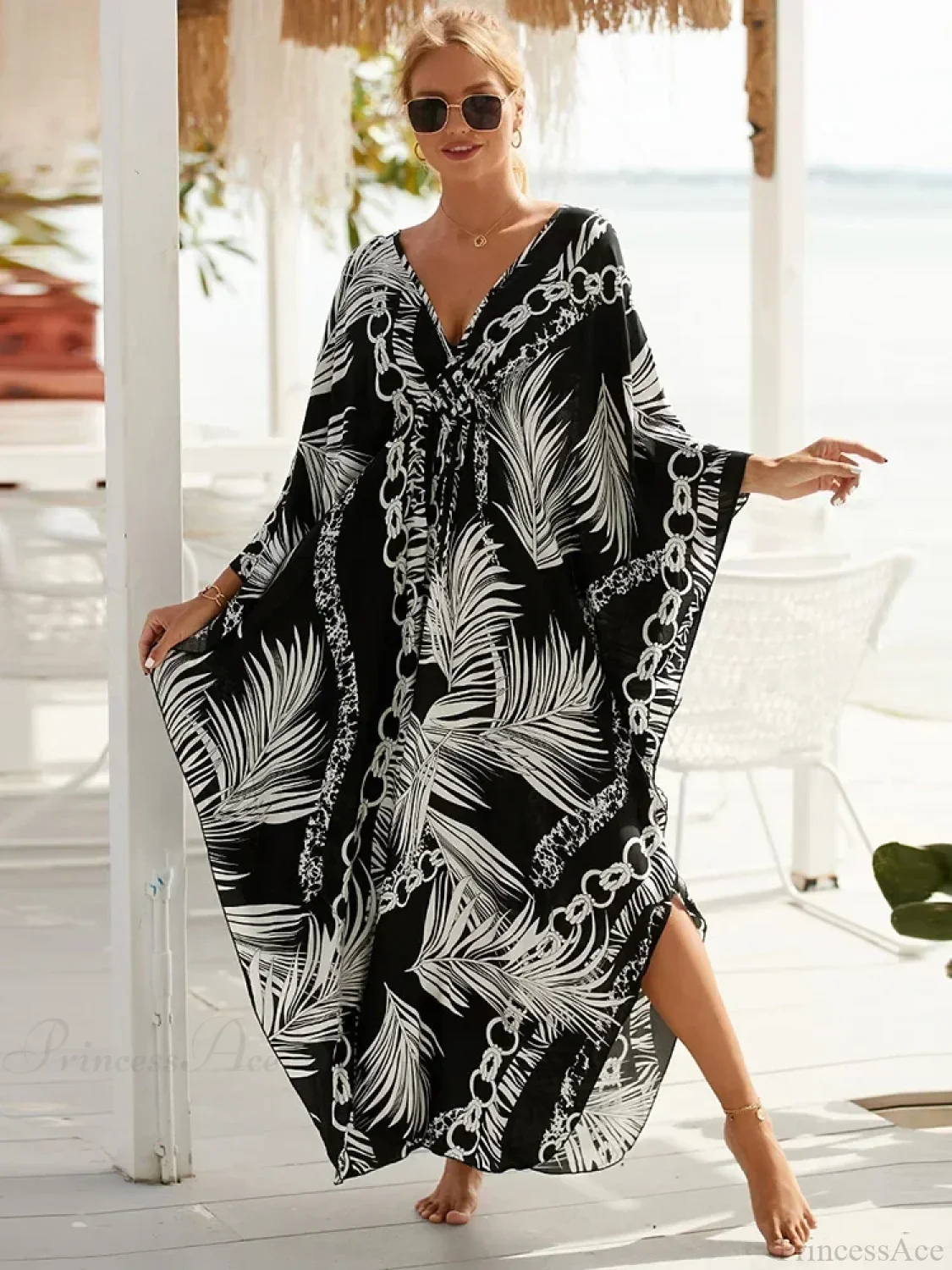 Zebra Stripes Long Dress Cover Up - Image 15