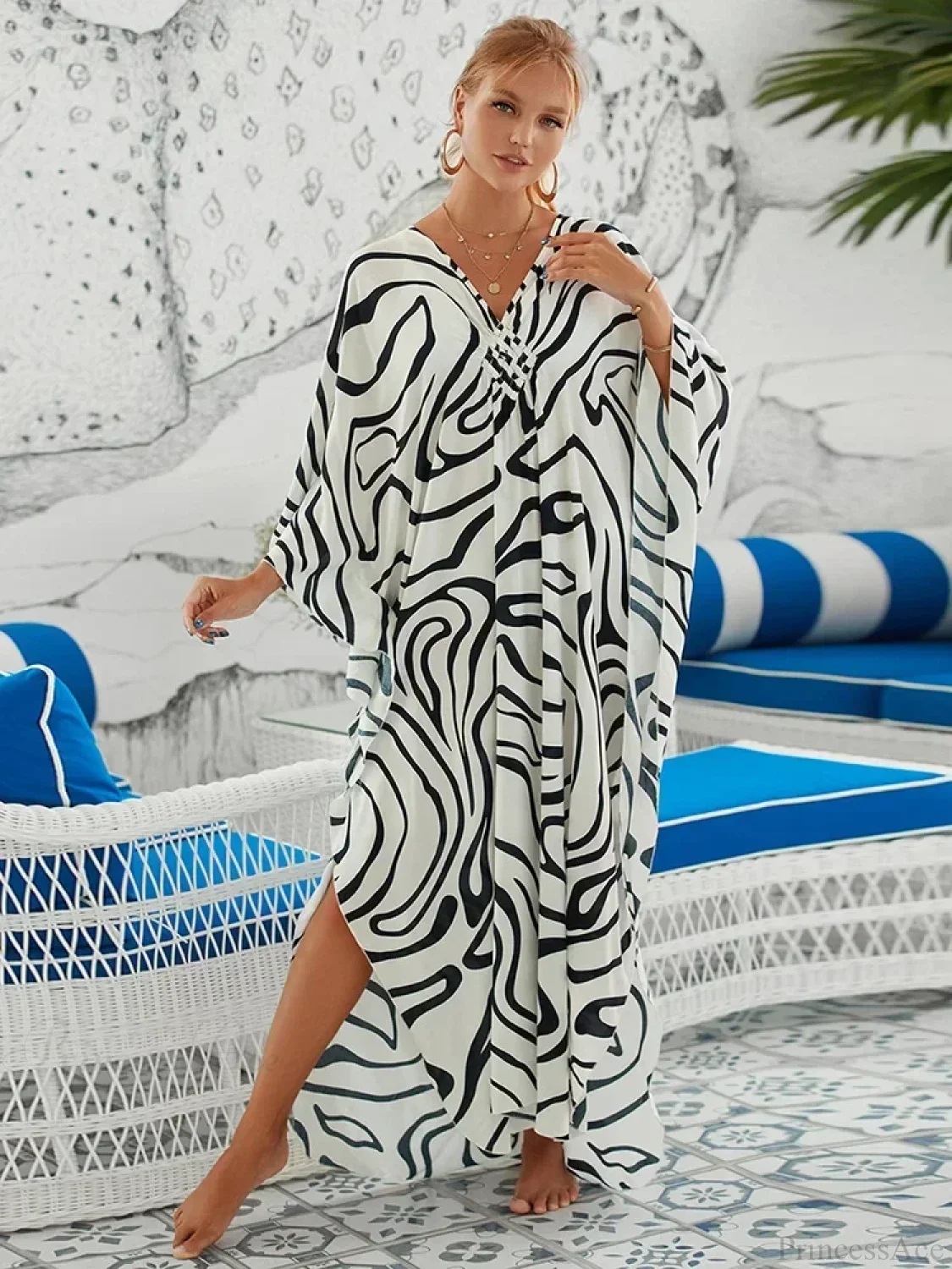 Zebra Stripes Long Dress Cover Up - Image 18