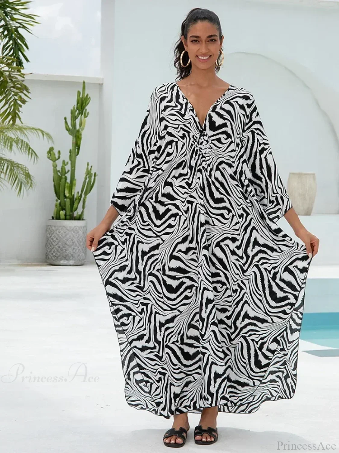 Zebra Stripes Long Dress Cover Up - Image 25