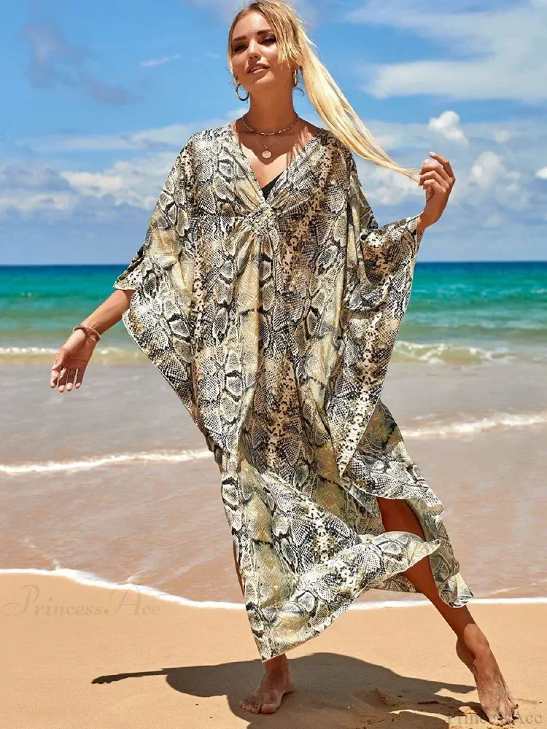 Zebra Stripes Long Dress Cover Up - Image 3