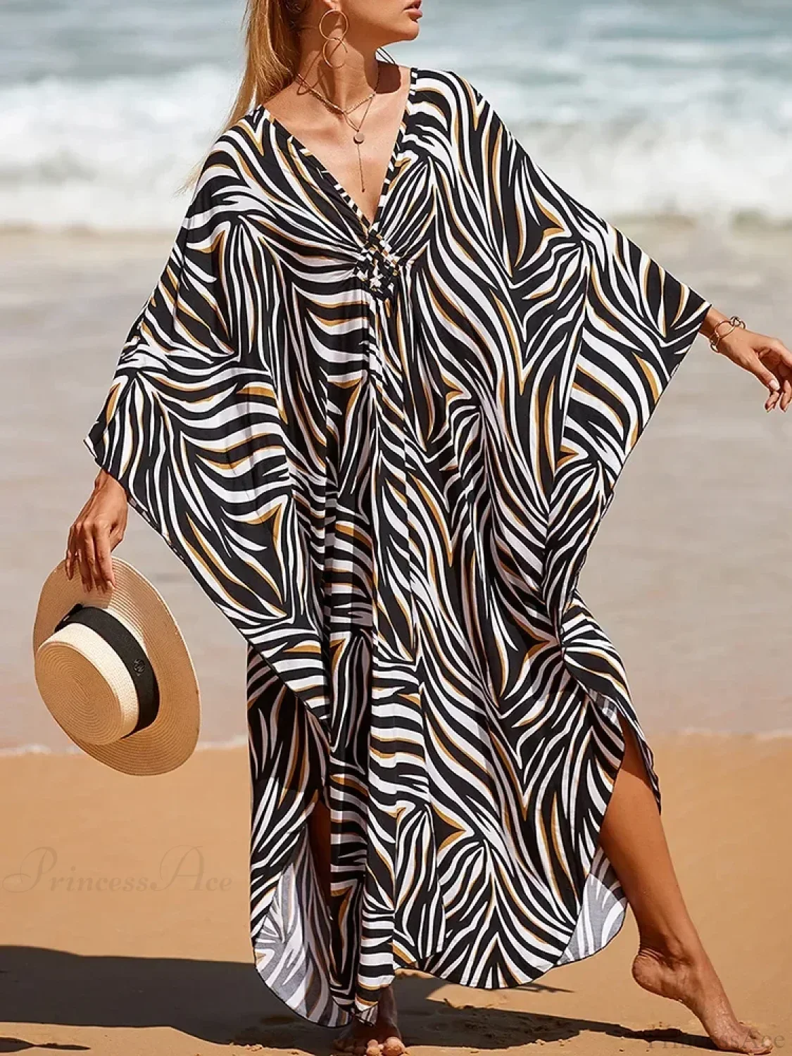 Zebra Stripes Long Dress Cover Up - Image 5
