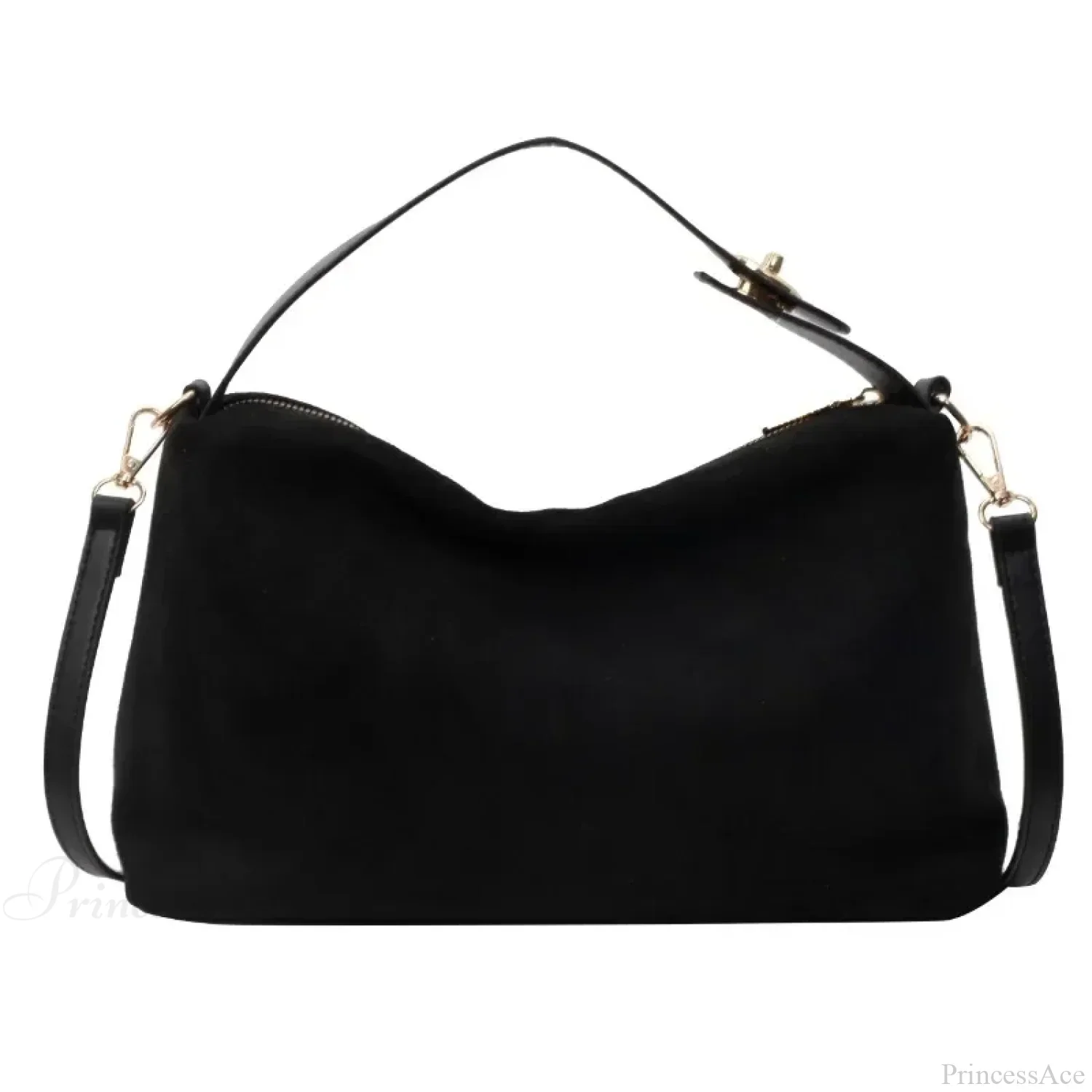 Zip Solid Sewing Thread PU High Capacity Shoulder Handbag - Image 6