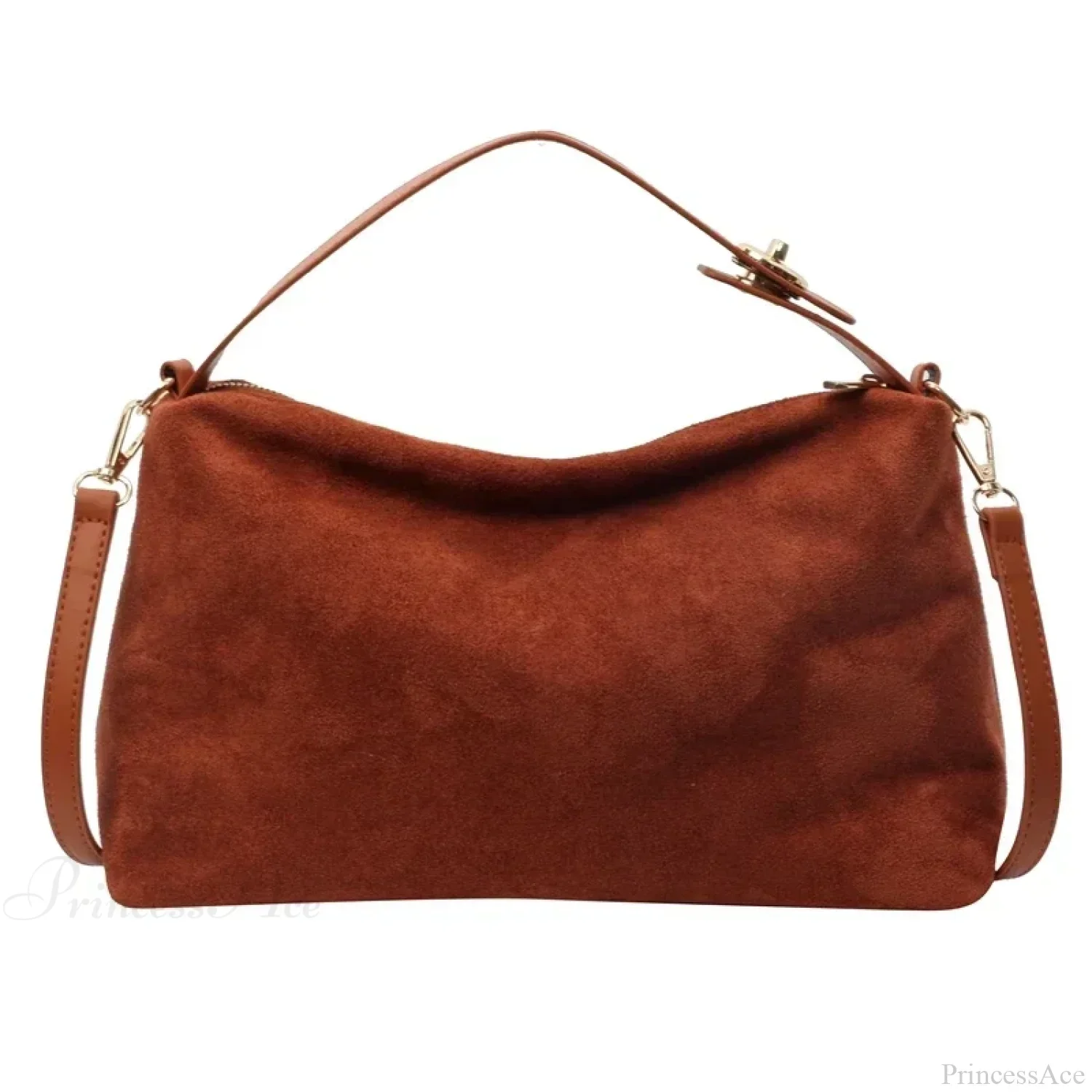 Zip Solid Sewing Thread PU High Capacity Shoulder Handbag - Image 8