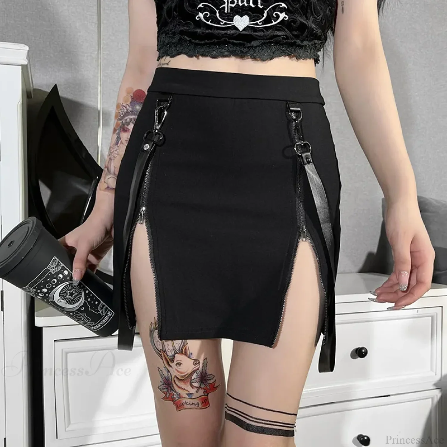 Zip Split High Waist Pencil Skirt - Image 2