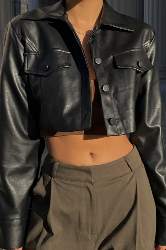 Zip-Up Faux Leather Coat