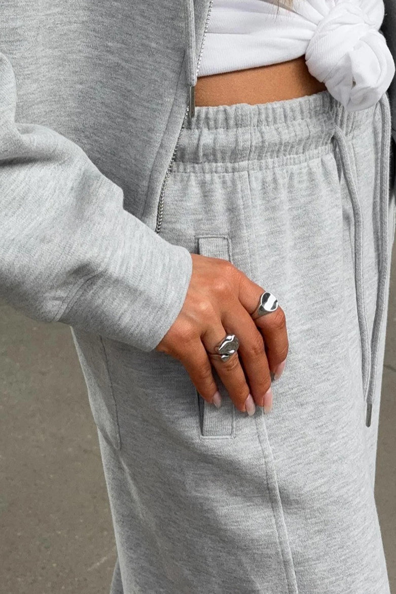 Zipper Hoodie Long Sleeve Wide Leg Pants Two Piece Set - Image 8