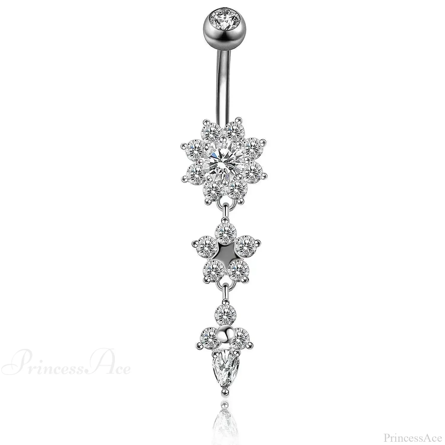Zircon Bloom Dangle Gothic Belly Ring - Image 5