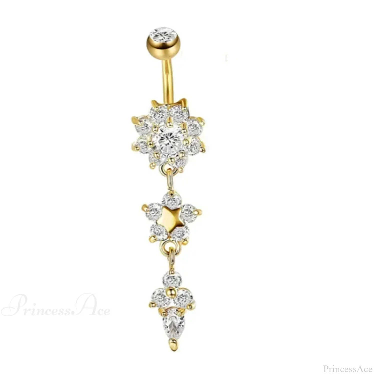Zircon Bloom Dangle Gothic Belly Ring - Image 7